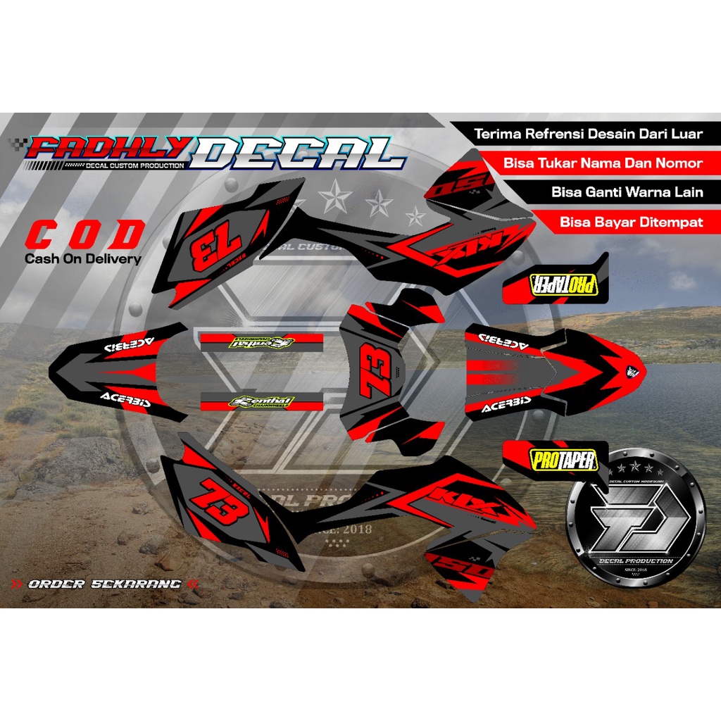 Decal KLX BF / G / Extreme Merah dan Biru tosca Keren Sticker Fullbody