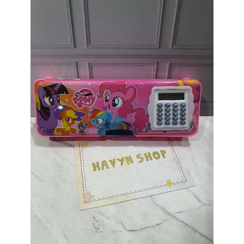 kotak pensil ada kalkulator/pencil case KALKULATOR/TEMPAT PENSIL MAGNET KALKULATOR-PONY makal