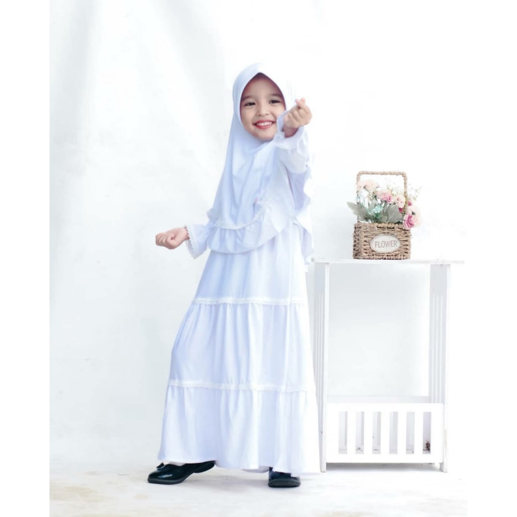 Gamis Anak Perempuan Gamis Anak Warna Putih Anak 1-10 Tahun Gamis Putih Manasik Haji