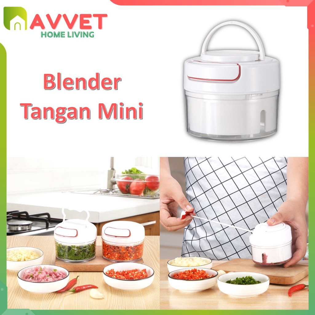 AVVET Blender Tangan Mini Speedy Chopper Tarik Penghancur Gilingan Bumbu Choper Serbaguna