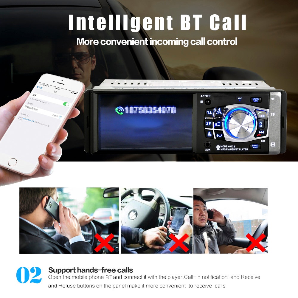 AMPrime Tape Audio Mobil Media Player LCD 4.1 Inch plus kamera parkir Rear Camera - 4012B MP3 MP4 MP5 Player tape mobil audio video music payer video player Bluetooth Autoradio Auto Audio Stereo MP5 player 4.1 Inch Car Radio FM 1 Din radio cassette player