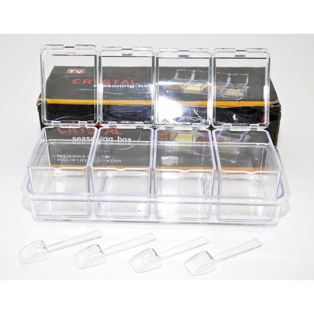 VOM Crystal Seasoning Box / Kotak Bumbu 4 Pcs Transparan - 0143