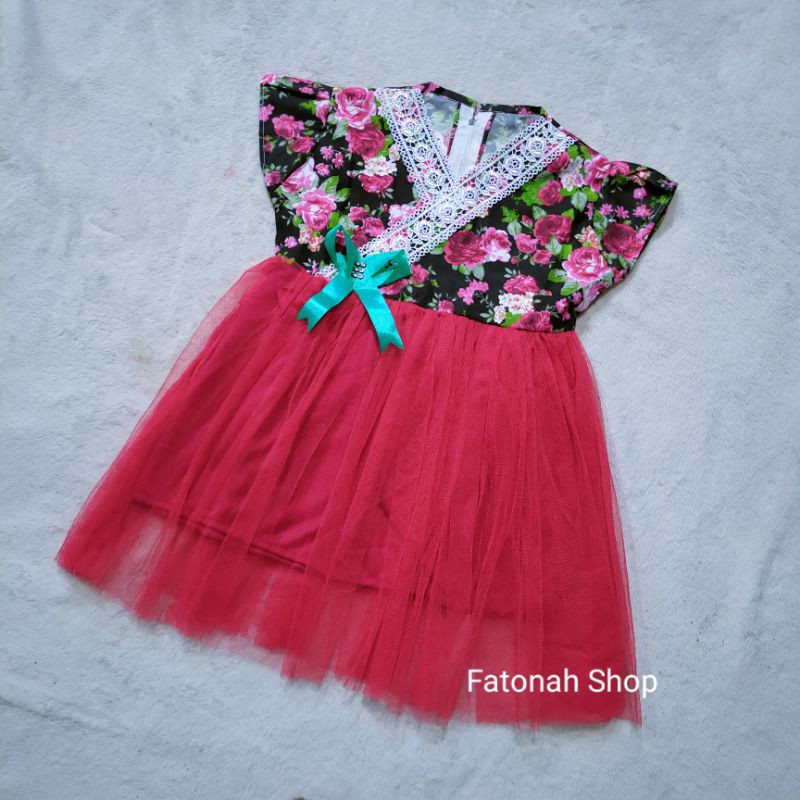 dress anak 1 2 tahun dress kimono bunga anak baju anak cewek perempuan lucu (dress kimono sakura )