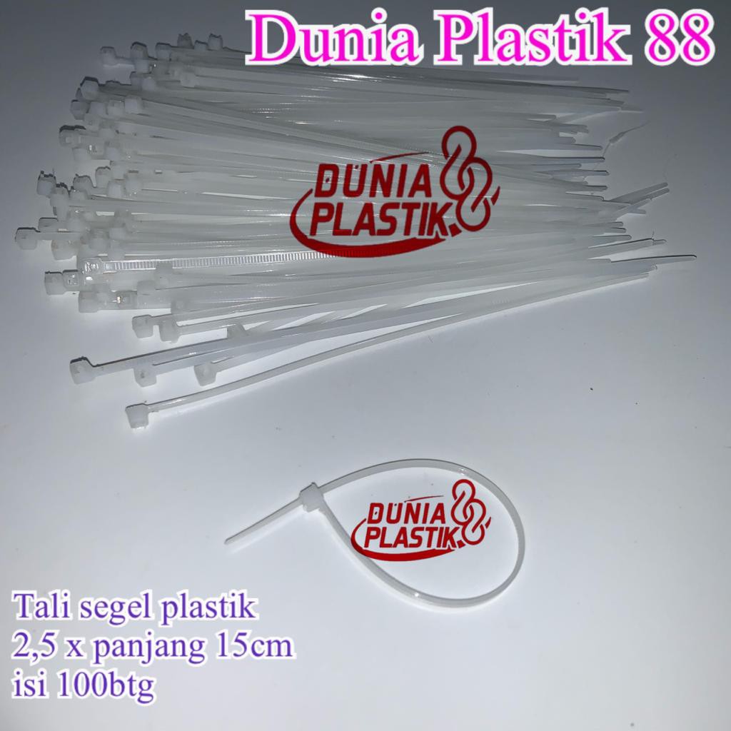 

100pc TALI SEGEL 2,5x15cm sabuk klip cabel kabel ties tis serut pengikat segel kunci kantong plastik
