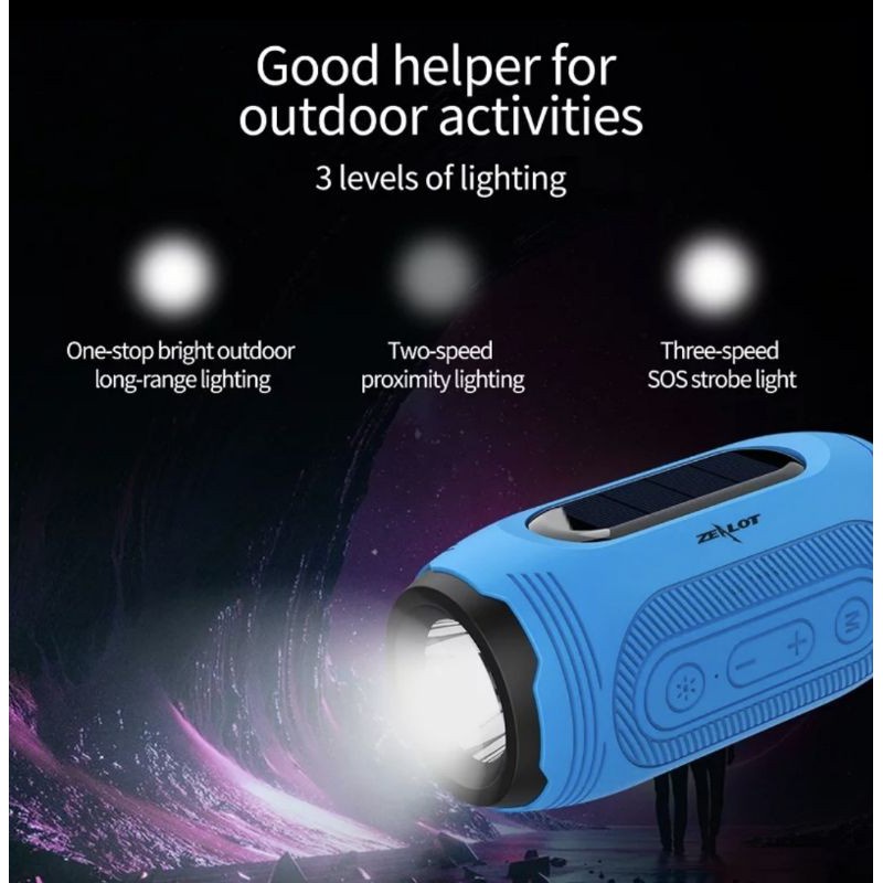 Lampu sepeda solar speaker Bluetooth wireless portable Radio Zealot A4