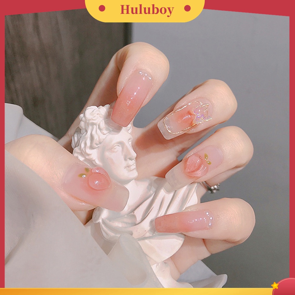 Huluboy Huluboy♡ 25 Pcs Ornamen Kuku Bentuk Hati Peach 3D Serbaguna Bahan Resin Untuk Nail Art Charms Wanita