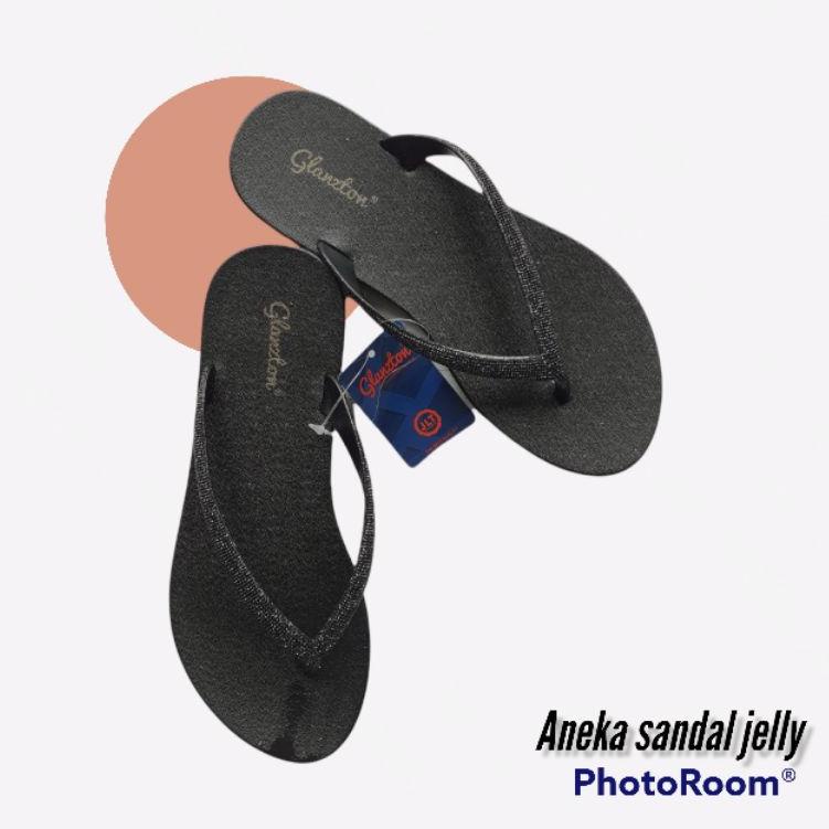 【READY】 Sandal jepit Jelly glitter sandal wanita murah  Glanzton L1913-1 grosir