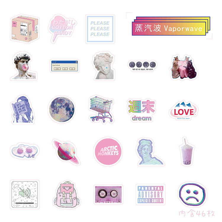 46pcs/set Stiker Desain Patung Bulan Warna-Warni Untuk Dekorasi Album Phone