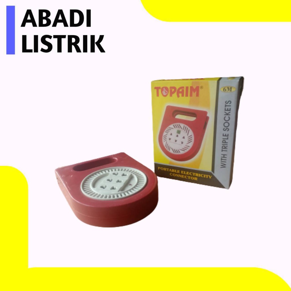 Roll kabel/terminal colokan kecil/Stop kontak 3 lobang bulet + kabel 6 meter