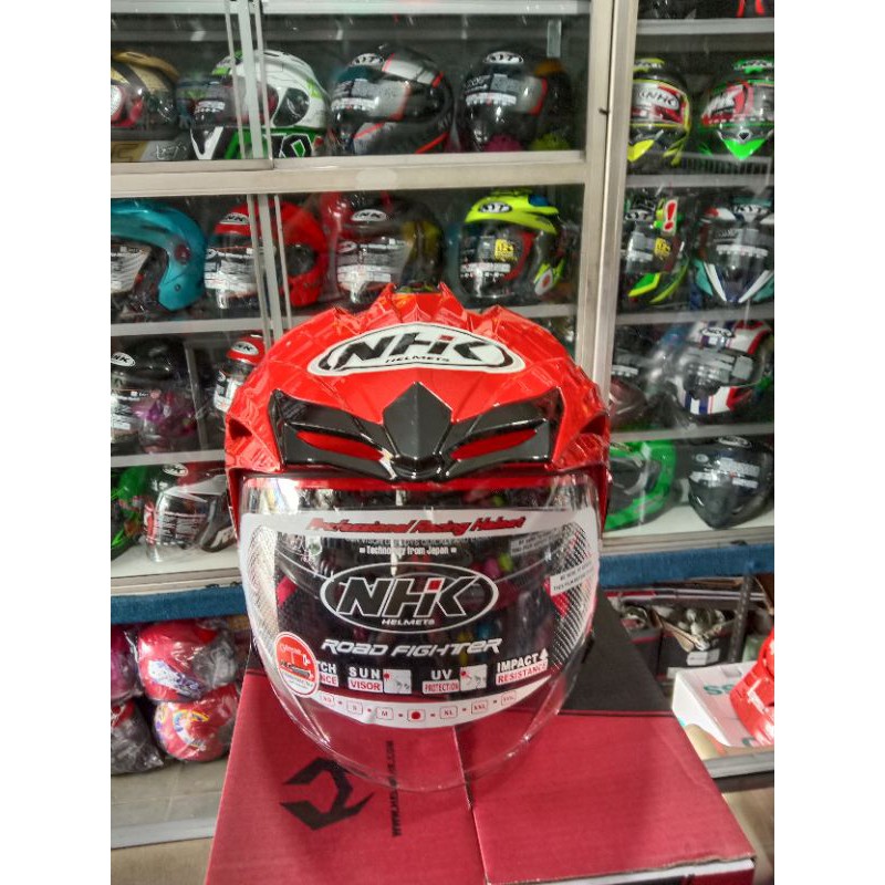 helm NHK PREDATOR CRYPTON MERAH GLOSSY double visor