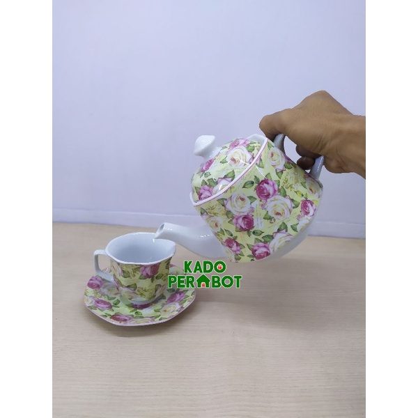 teko set vicenza - teko vicenza motif bunga 1set - teko cantik 1set