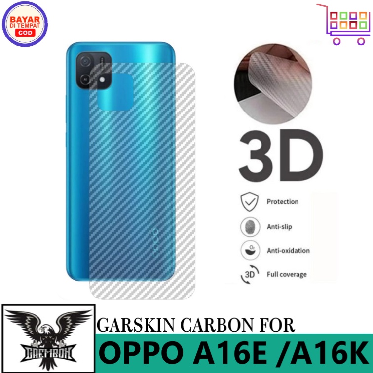 Promo Garskin Carbon Oppo A16e / A16k Anti Gores Belakang Handphone Anti Lengket Bekas Lem