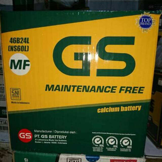 GS MF NS60L 46B24L aki kering mobil 12V 45ah
