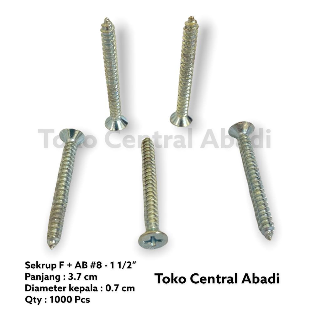 Sekrup F + AB # 8 X 1 1/2" isi 1000 pcs / Sekrup GRC /  Sekrup Gypsum / Sekrup Kayu / Sekrup Kecil /