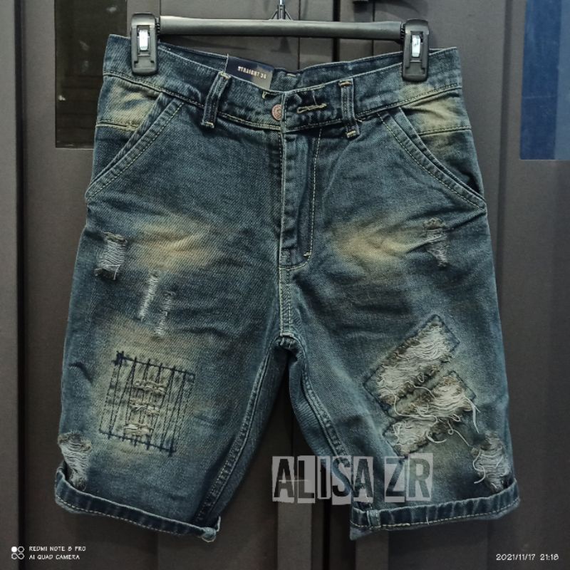 COD CELANA JEANS PENDEK PRIA MOTIF SOBEK ROBEK RIPPED TERBARU DAN TERLARIS