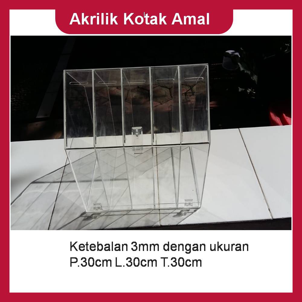 Kotak Amal Akrilik Custom PxLxT 30x30x30cm