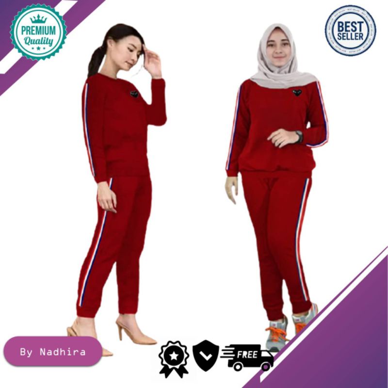 Pakaian Baju Seragam Kaos Setelan Olahraga Training Wanita Cewek import set Playing