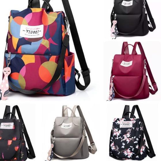 v  Tas Ransel Wanita Yiobei Backpack Premium Casual Tas Ransel Anti Maling Terjual -