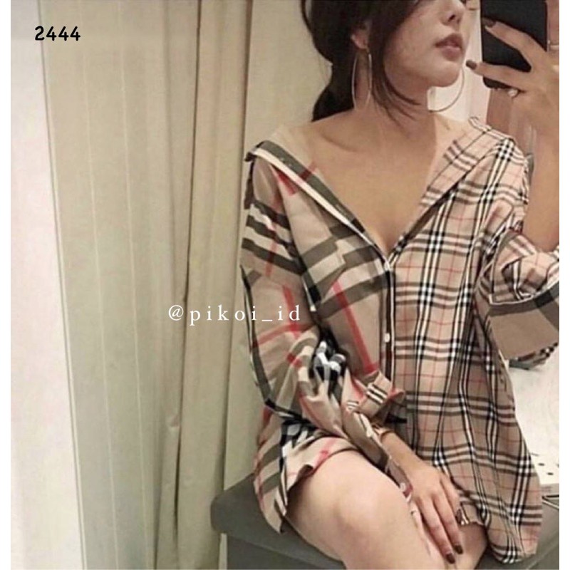 Kemeja flanel combi / tartan shirt lengan panjang wanita motif flannel / kemeja impor kotak kotak