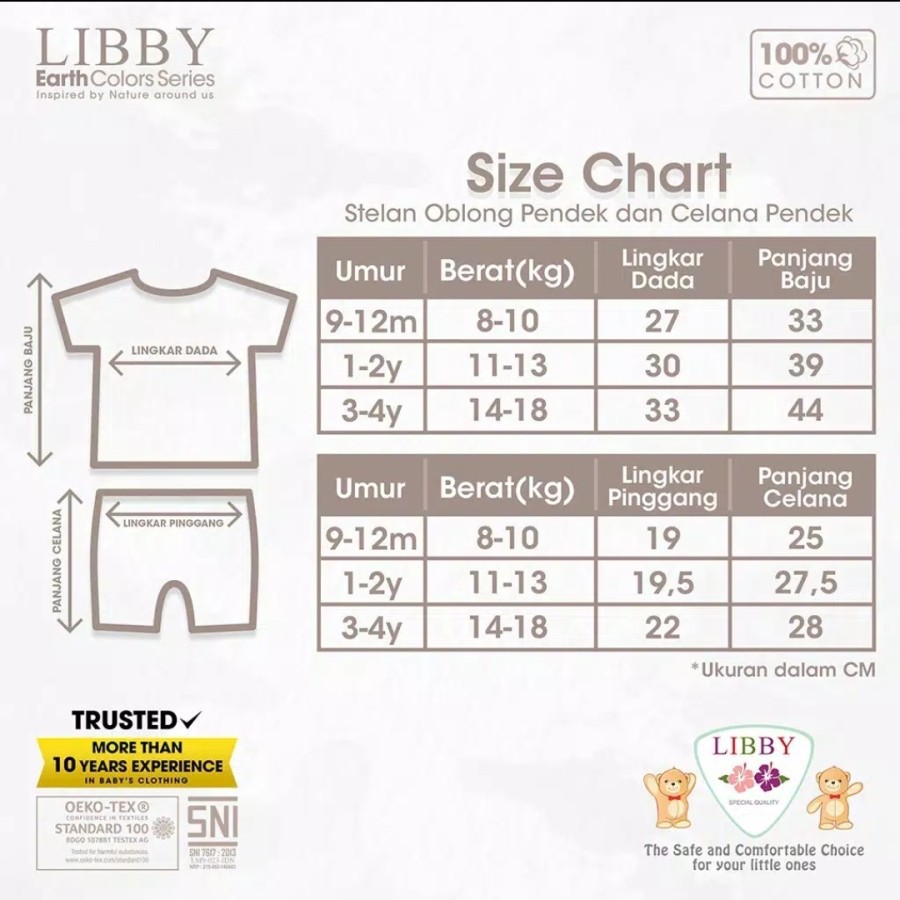 Libby EARTH COLOURS Series Setelan Oblong PENDEK + Celana PENDEK