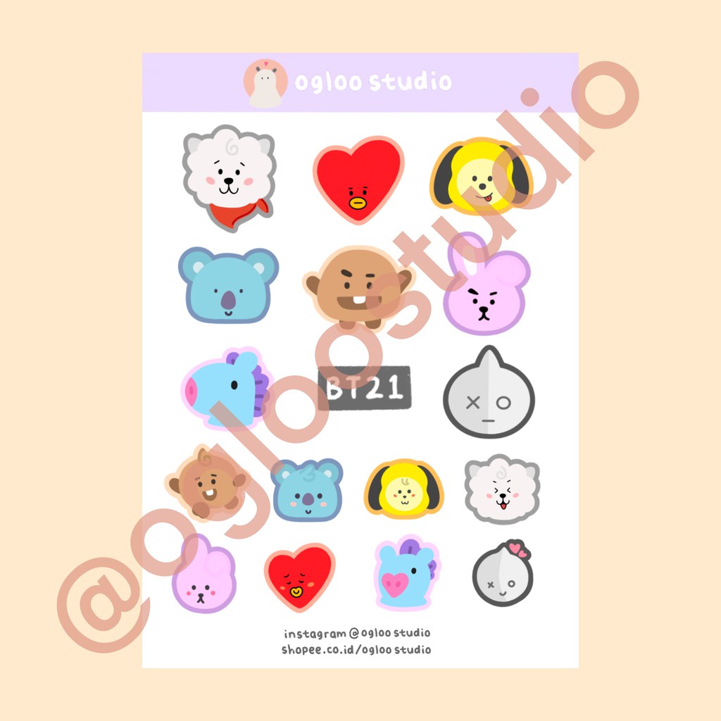 Jual BT21 STICKER AESTHETIC / STIKER ESTETIK / STICKER TUMBLR / STIKER