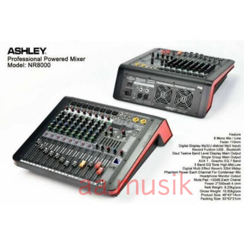 POWER MIXER ASHLEY NR8000 MIXER 8 CHANNEL ORIGINAL