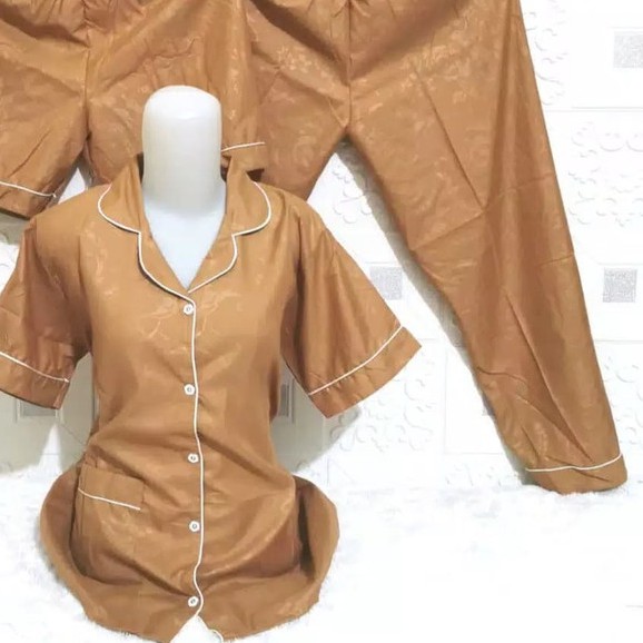 LFF Piyama CP Satin Emboss-coklat muda