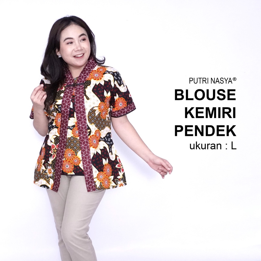 Putri Nasya - Atasan Big Size Batik Blouse Pendek Panjang Ukuran M,L,XL,2L,3L,4L,5L,6L,7L