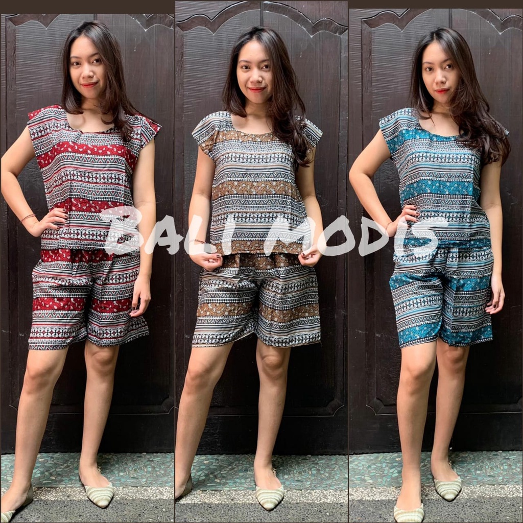 BABYDOLL SETELAN KULOT PENDEK ETNIK BALI