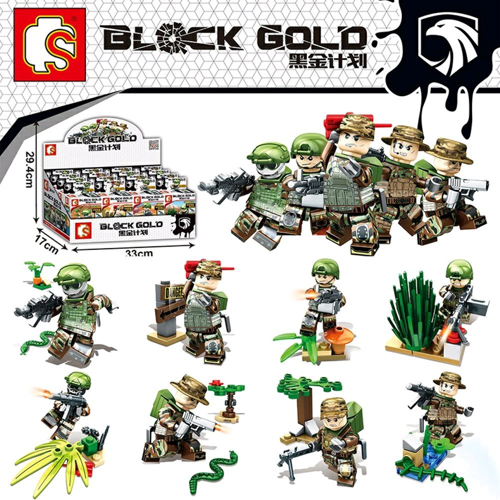  Lego  Tentara Militer Sembo S 11573 11580 Block Gold Swat 