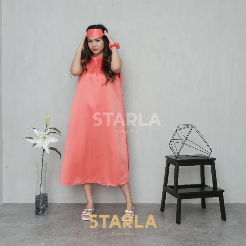 HALTER NECK MIDI DRESS CASUAL SUMMER KOREAN DRESS SEXY SATIN STARLA REESHA