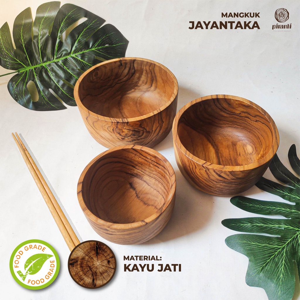 PIRANTI SOUVENIR MANGKOK MANGKUK KAYU MAKAN MIE RAMEN SUP LUCU MURAH BESAR KECIL SET