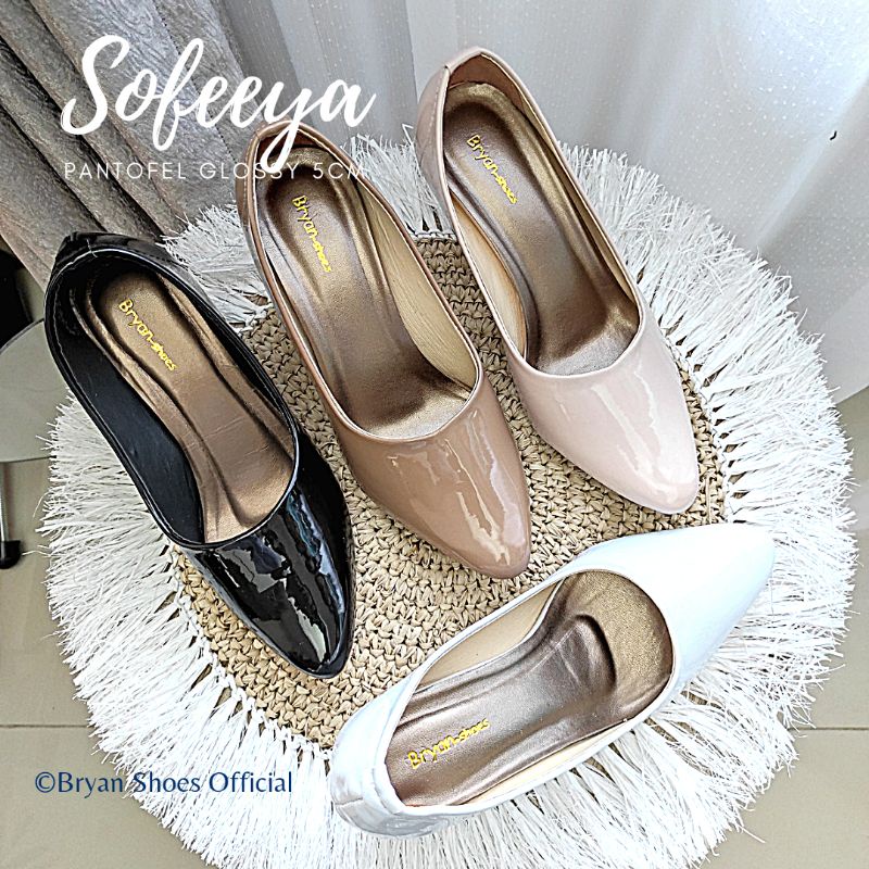 Bryan Sofeeya Pantofel Heels 5cm Glossy Polos Formal Kantor Bigsize Oversize Jumbo 36-40 41 42 43