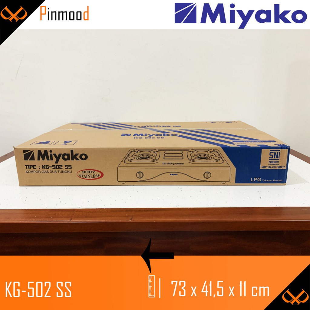 MIYAKO KOMPOR GAS KG-502 SS 2 TUNGKU STAINLESS STEEL