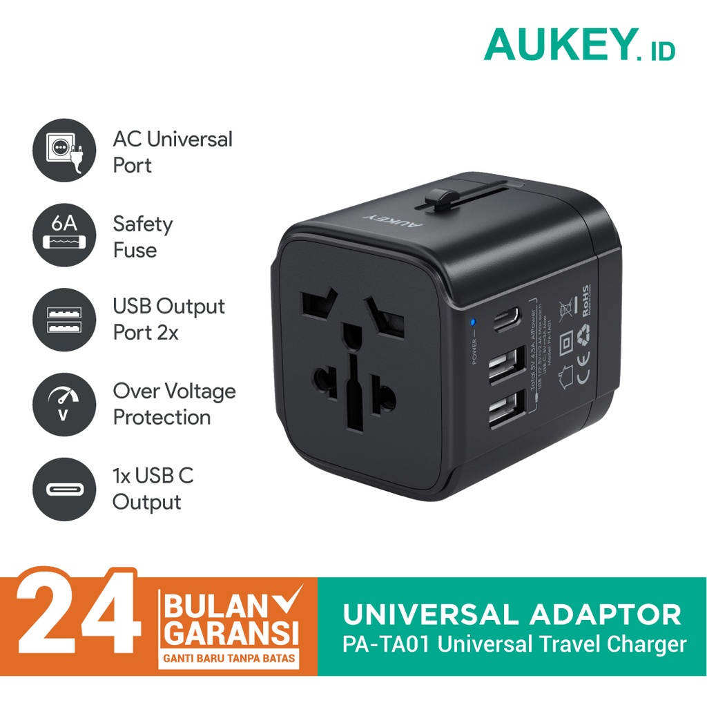 WINKEY Universal Travel Adaptor 17W 4 Port USB &amp; USB C 4IN1 - UTA01