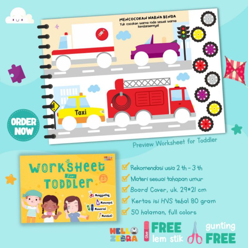 

Printable Worksheet for Toddlers- Free Gunting dan stik lem