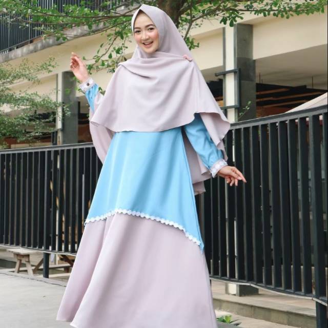 Zahra Lace Dress/Zahra Set ORIGINAL by YM PROJECT - GAMIS POLOS MIX DUA WARNA BAHAN MOSSCREPE LUXURY