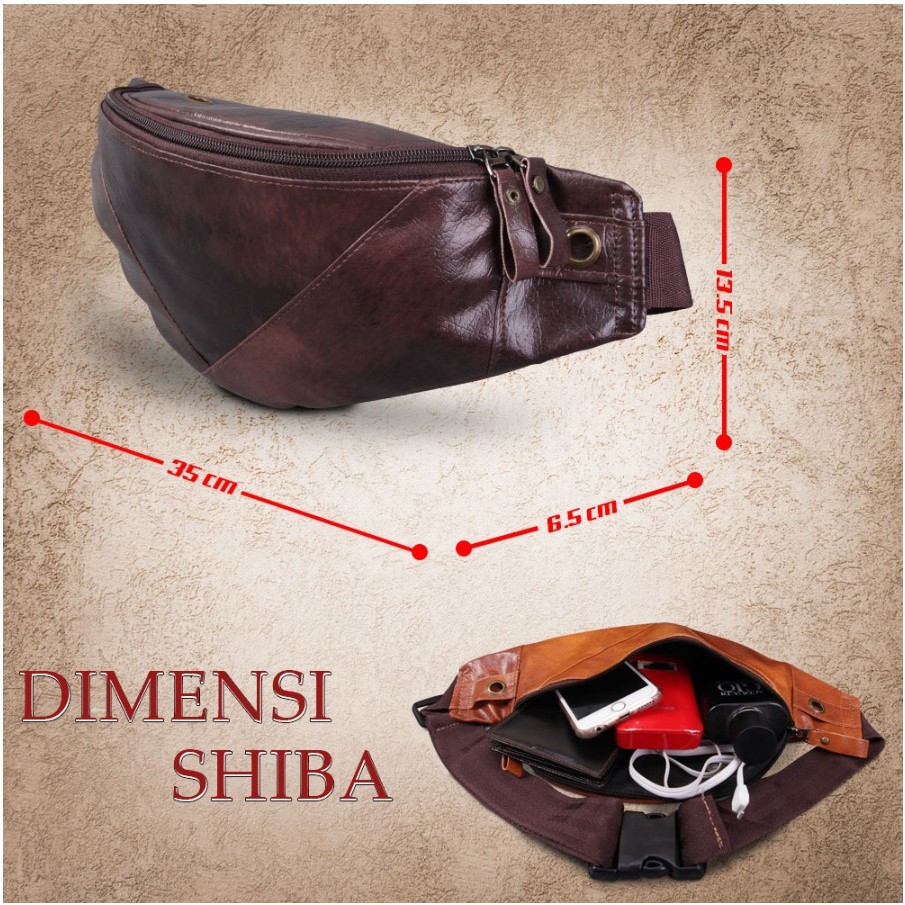 TAS SELEMPANG PRIA WAISTBAG SHIBA WATERPROOF SIMPLE DAN ELEGANT KUALITAS TERJAMIN GRADE A EWL04