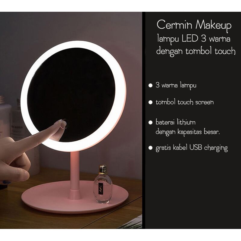 MM-164 Kaca/Cermin Makeup Lampu Led 3 warna dengan tombol touch screen