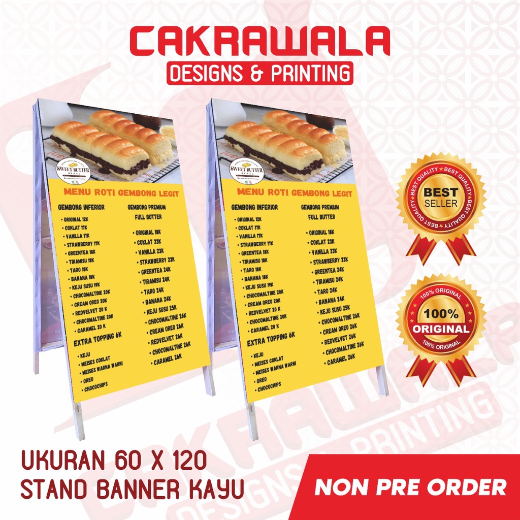 STAND BANNER KAYU UKURAN 60 X 120 - STANDING BANNER PROMOSI PINGGIR JALAN - STANDING BANNER