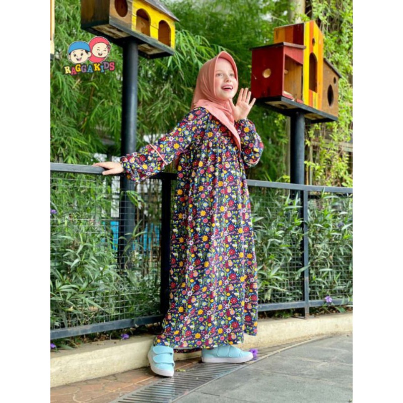 Gamis Anak Syar'i Motif Bunga Cantik Rangga Kids