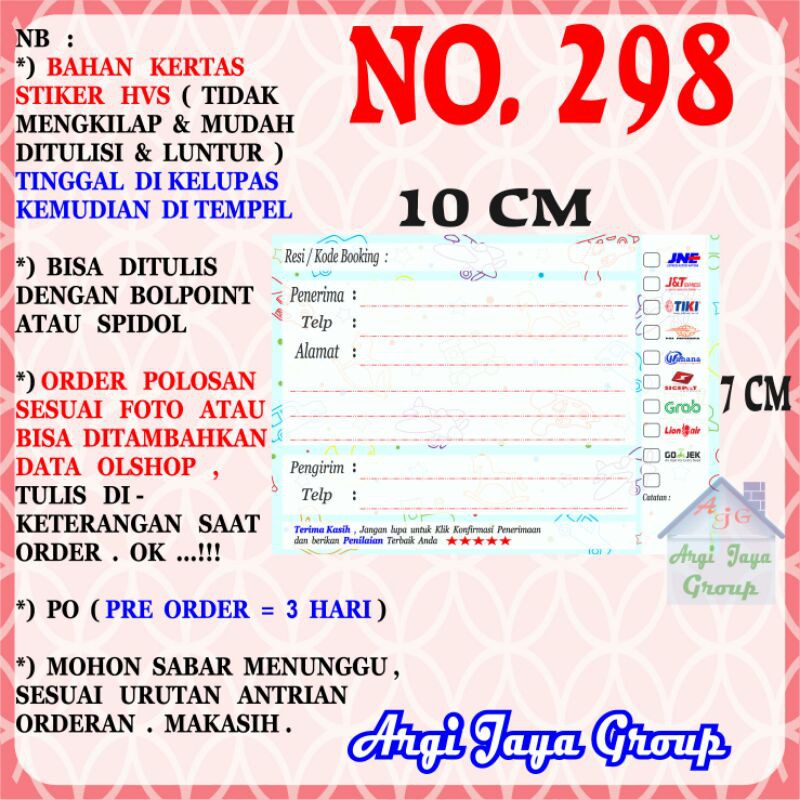 

Stiker HVS - Stiker Pengiriman - Sticker Alamat Olshop Murah Nomer 298-10x7cm