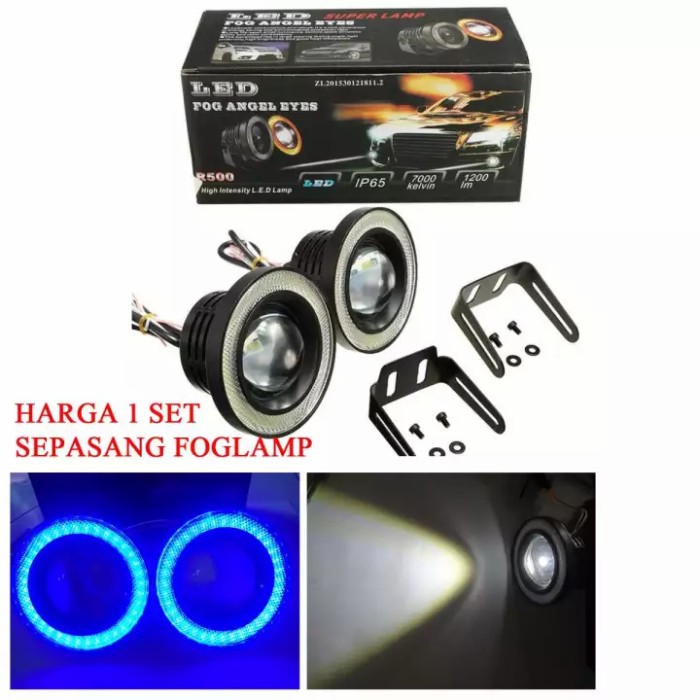 Isi 2 Lampu Foglamp Mobil Cob Bemper Angel Eyes 89Mm Foglight Fog Lamp