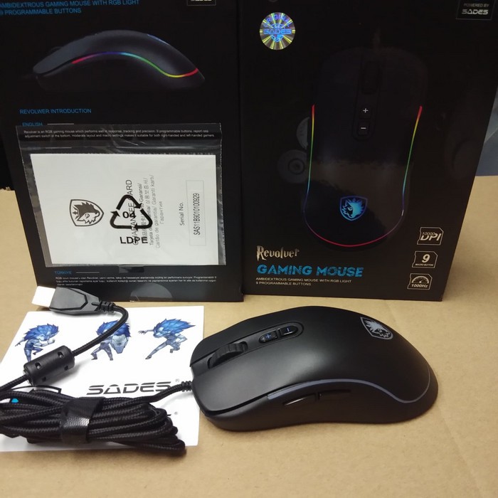 Sades Revolver RGB Mouse Gaming Sensor Optik PMW 3325