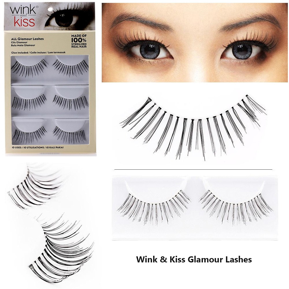 Wink &amp; Kiss Lashes [1pasang/3 pasang] - Human Hair/Bulu Mata Palsu