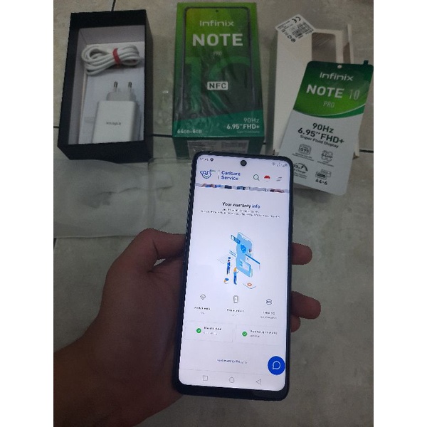 Infinix note 10 pro nfc second unbox 64gb 6gb fullset masih garansi