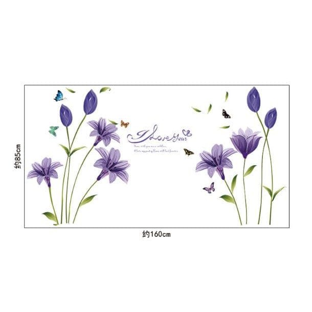 NEW PRODUK PURPLE LILY FLOWER II SK9122B - STIKER DINDING / WALL STICKER