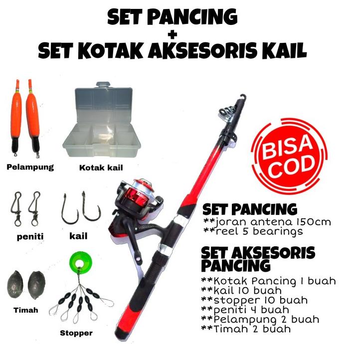 1 set pancing murah [BONUS] 1 full set kotak aksesoris pancing