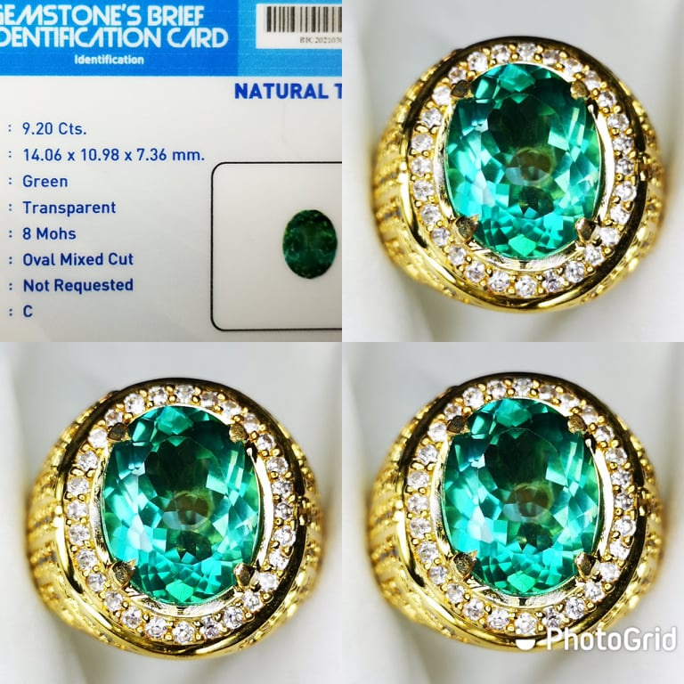 Natural Green Topaz Bodyglass Good Luster + Memo Acc Lab