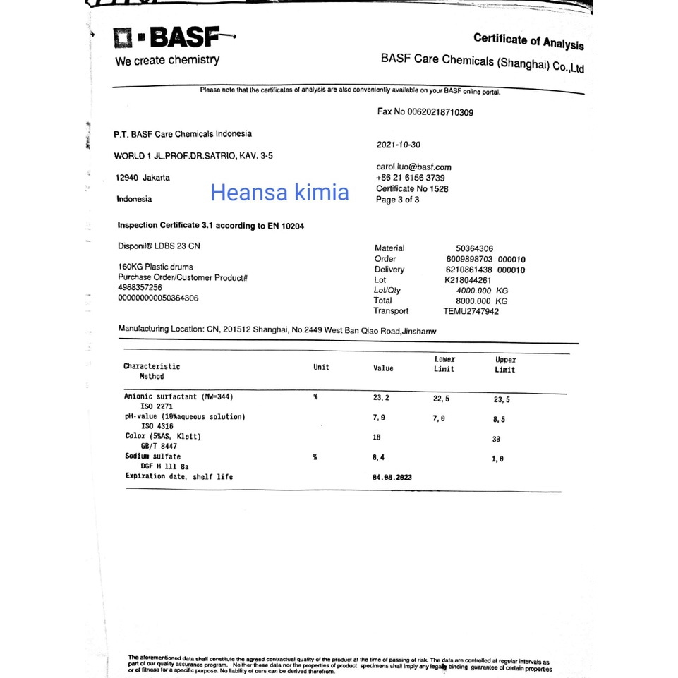 LABS - Linear Alkyl Benzene Sulfonate 1 Kg